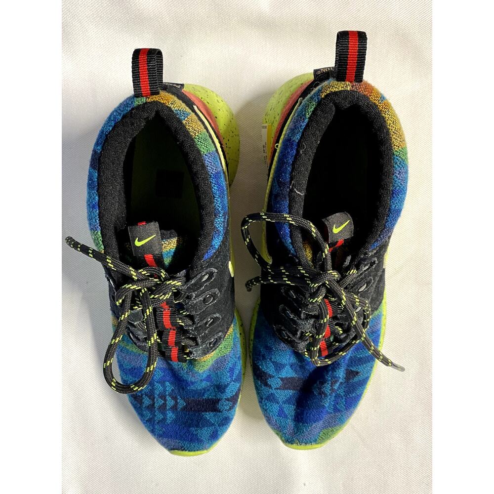 NIKE PENDLETON ROSHE FLYKNIT AZTEC PRINT LEATHER WOOL SNEAKERS  5.5Y